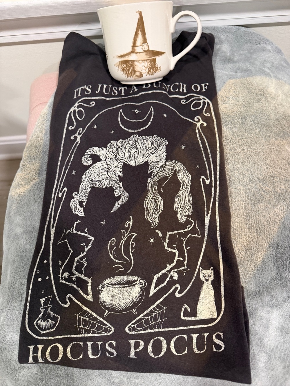 Disney Hocus Pocus Black Short Sleeve Tee with White Witch Silhouettes